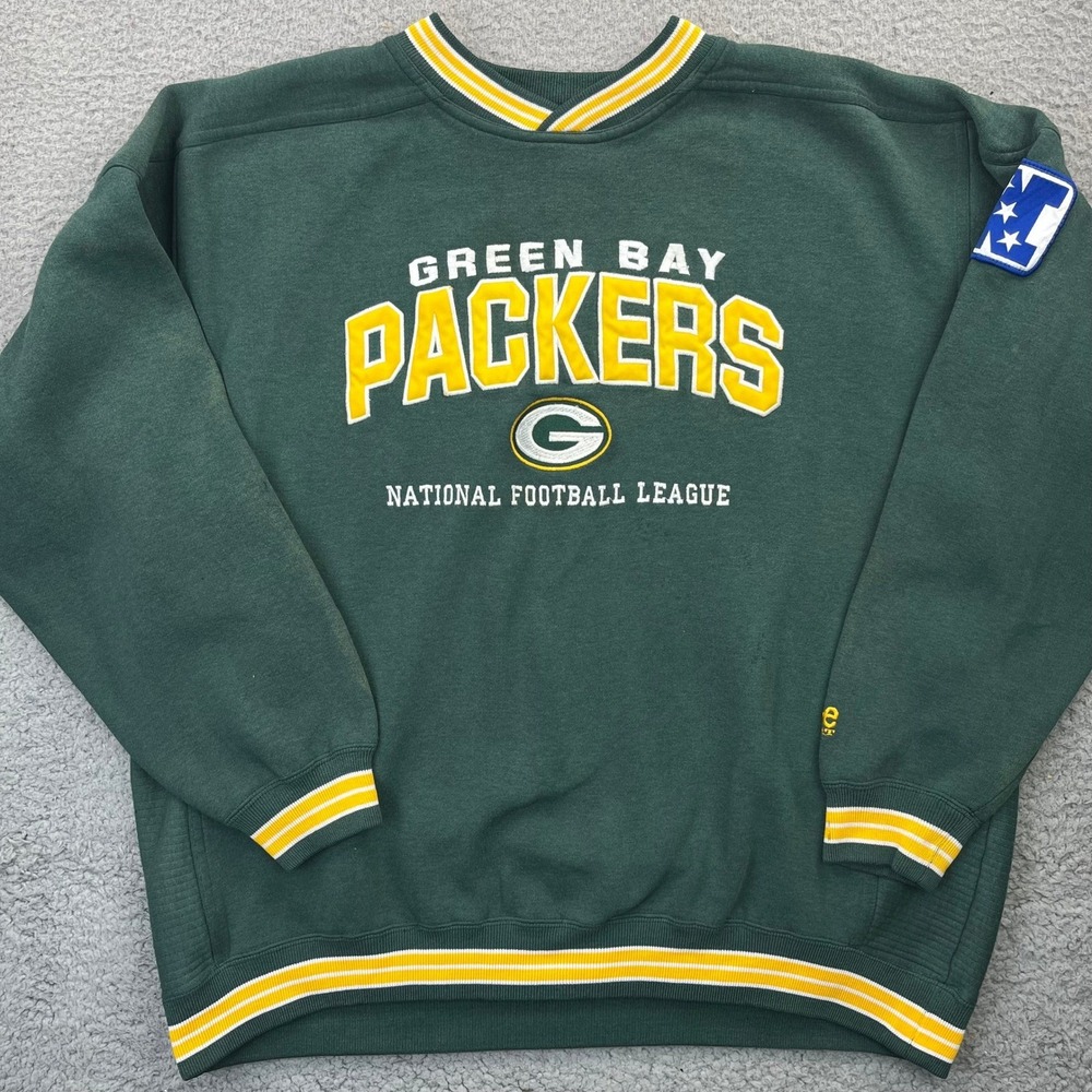 Green Bay Packers Sweatshirt NFL Mens XL Green Embroidered Vintage Crewneck